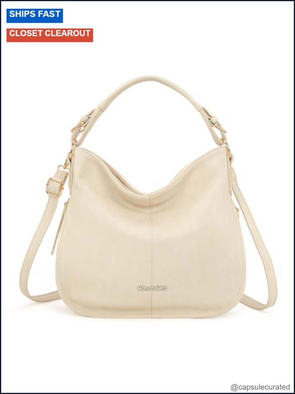 Vegan Leather Hobo Bag with Shoulder Strap - Convertible Crossbody Purse